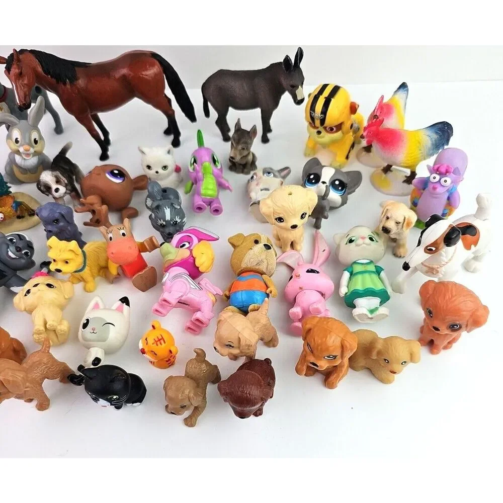 Lot Of Mini Animal Figures Dogs Cats Farm Zoo Cartoon Toy Mixed Bundle